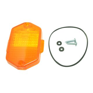 Simson Blinker Glas Dichtung Schrauben eckig Orange hinten + vorn mit E-Zeichen SR50/1 SR80/! S53 S83  für MZ ETZ 150 125 250 251