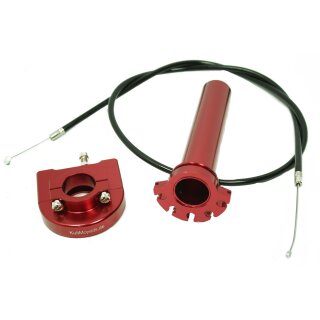 Schnellgasgriff rot mit spezial Gasbowdenzug für DDR Berliner, Mikuni, andere Vergaser Cross Motorcross Tuning Enduro Simson S51, S50, S53 S83 Rennsport