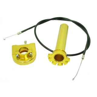 Schnellgasgriff gold mit Gasbowdenzug für DDR Berliner, Mikuni, andere Vergaser Cross Motorcross Tuning Enduro Simson S51, S50, S53 S83 Rennsport