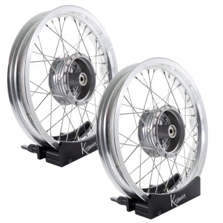 Set Felgen - 2x 2,15 - Alu silber - Edelstahlspeichen - Nabe silber für Simson S51 S50 S70 S53 KR50 KR51 Schwalbe Duo Spatz Star Sperber Habicht