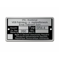 Typenschild Plakette Rahmen Alu Veb für Simson SR4-4...