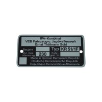 Typenschild Plakette für Simson KR51/1 F Schwalbe...