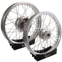 Set Felgen - 2,50 + 2,15 - Alu silber - Edelstahlspeichen...