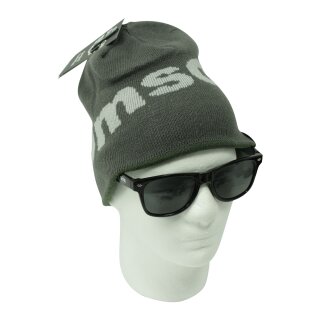 Simson Beanie Mütze zweifarbig grau / oliv weiß schwarz für Fahrer von S50 S51 KR51 Schwalbe Star Sperber Habicht SR1 SR2 Geschenk Wintermütze Wendemütze