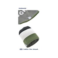 Simson Beanie Mütze zweifarbig grau / oliv weiß schwarz für Fahrer von S50 S51 KR51 Schwalbe Star Sperber Habicht SR1 SR2 Geschenk Wintermütze Wendemütze