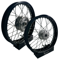 Set Felgen - 2x 1,85 - Alu schwarz - Edelstahlspeichen -...