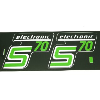 2 Klebefolien Aufkleber für Seitendeckel für Simson S70 C electronic grün DDR