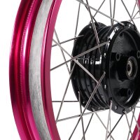 Speichenrad, Felge pink, neon rosa, schwarze Nabe 1,85x16...