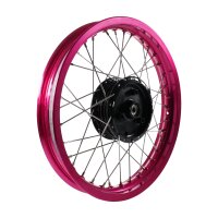 Speichenrad, Felge pink, neon rosa, schwarze Nabe 1,85x16 für Simson S51 KR50 KR51 Schwalbe S50 Star Sperber Spatz Habicht Duo