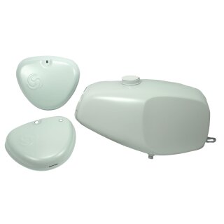 Büffeltank + Seitendeckel mit Wirbel grundiert für Simson S50, auch S51 S70 (S53, S83) Kraftstoffbehälter Hochtank Tank