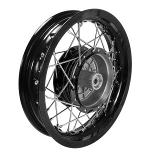 Tuning Felge, Speichenrad schwarz poliert 2,15x12 Zoll für Simson SR50 SR80 Roller SD50 Albatros