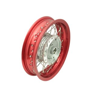 Tuning Felge, Speichenrad rot poliert 2,50x12 Zoll für Simson SR50 SR80 Roller SD50 Albatros