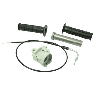 Set Armatur Wickelgasgriff grau, Aluminium Griffe Bowdenzug Lenker rechts für Simson SR4-2 Star, SR4-3 Sperber, SR4-4 Habicht Klemmstück