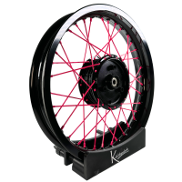 Felge 2,15x16 breit schwarz + Nabe mit Speichen pink...