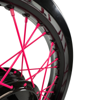 Felge 2,15x16 breit schwarz + Nabe mit Speichen pink...