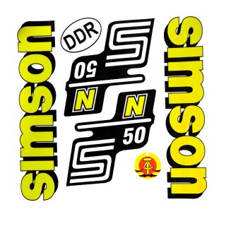 Aufkleber für Simson S50N S50 Schriftzug Bananen Tank gelb Sticker