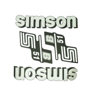 Aufkleber für Simson S51B S51 Schriftzug Bananen Tank silber Sticker IFA