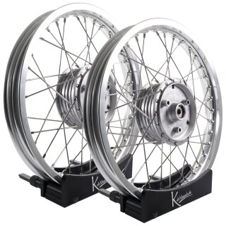 B-Ware Felgen Set46 - 2 x 1,50 Alu silber - Edelstahlspeichen - Nabe silber