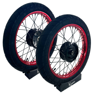 Set Kompletträder auf Alufelge rot 16 Zoll für Simson S51 S50 S70 S53 S83 KR51 Schwalbe Spatz Star Sperber Habicht Duo Reifen K55 vorn + hinten