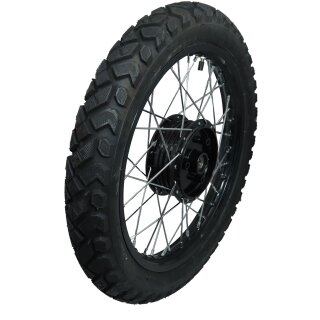 Komplettrad hinten und vorn auf Alu Felge mit Cross VeeRubber VRM185, Speichen verchromt pas. f. Simson S51 S50 KR51 Schwalbe Spatz Star Sperber Habicht