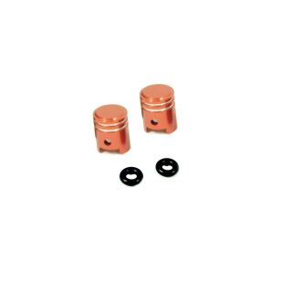 Paar Ventilkappen orange Kolben Tuning für Simson S51 S50 S70 S53 KR51 Schwalbe Star Sperber Habicht MZ ETZ TS ES 125 150 250 Ventil auch Auto Traktor LKW