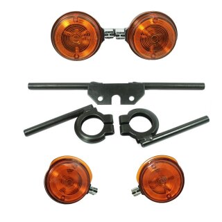 Satz Blinker für Simson S51 S50 S70 mit Haltern schwarz E-Zeichen