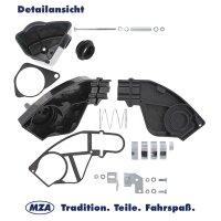 Luftfilterkasten Ansauggeräuschdämpfer für Simson Star Habicht schwarz (MZA) mit Befestigungswinkel und Ansaugmuffe