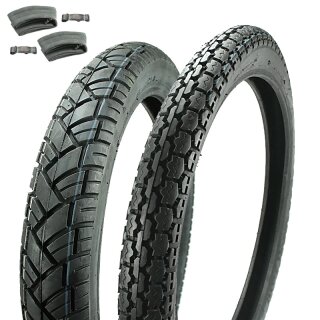 VeeRubber Reifen für MZ Etz125 Etz150 Etz251 ETZ301 vorn VRM015 2,75x18  hinten 3,25x16 VRM094 inkl. Schlauch und Felgenband