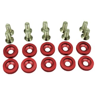 10 Schrauben M6x12 + Rot eloxierte Aluminium Unterlegscheiben für Simson S51 SR50 S53 S70 SR80 S83