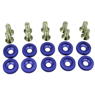10 Schrauben M6x12 + Blau eloxierte Aluminium Unterlegscheiben für Simson S51 SR50 S53 S70 SR80 S83