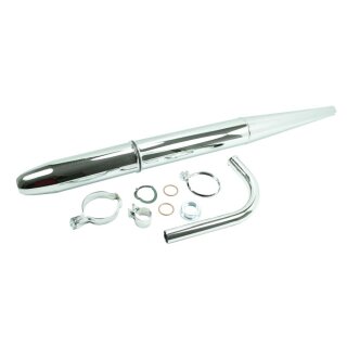 Auspuff mit Krümmer und Spitztüte Zigarre Chrom für Simson KR51/0 64-67 Schwalbe SR4-2 Star