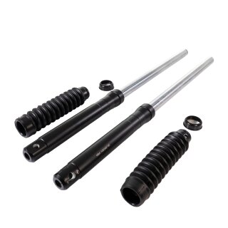 Telegabel Trommelbremse schwarz + Gummis für Simson SR50, SR80 oder Enduro Umbau S51, S70, S50 Stoßdämpfer Federung vorn Holme