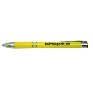 Kugelschreiber Kuli Stift, gelb mit Aufdruck "KultMopeds.de"