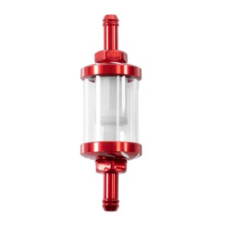 CNC Benzinfilter rot eloxiert 6mm 7mm 8mm für Simson S50 S51 S70 S53 SR50 Spatz Star Sperber Habicht MZ ETZ TS ES ETS 125 150 NSU Max Lux Kreidler Hercules Tuning Filter