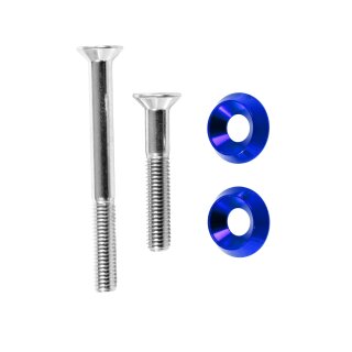 Schrauben blau Stoßdämpfer M8x75 +M8x50 +  eloxierte Aluminium Unterlegscheiben für Simson S51 SR50 S53 S70 SR80 S83