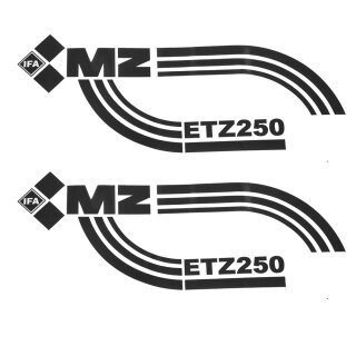 Satz Klebefolien Aufkleber schwarz für MZ ETZ250 Tank + Seitendeckel Batteriefach Deckel Luftfilter