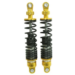 Premium Gasdruck Federbeine 400mm gold mit schwarzer Feder für Simson S51 S50 S70 Enduro Tuning Stoßdämpfer Federung hinten 40cm