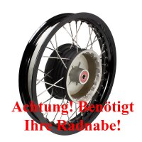 Regenerierung Speichenrad für MZ ETZ250 Alu Felge 2,15x18 schwarz 18 Zoll hinten Speichen verchromt