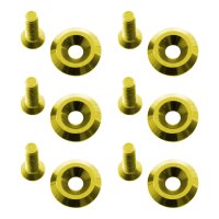 Trittbrett Befestigung Set Schrauben + Muttern + Teller eloxiert für Simson KR51 Schwalbe Gold