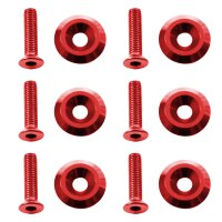 Trittbrett Befestigung Set Schrauben + Muttern + Teller eloxiert für Simson KR51 Schwalbe Rot
