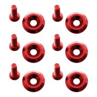 Trittbrett Befestigung Set Schrauben + Muttern + Teller eloxiert für Simson KR51 Schwalbe Rot