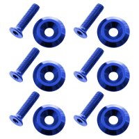 Trittbrett Befestigung Set Schrauben + Muttern + Teller eloxiert für Simson KR51 Schwalbe Blau