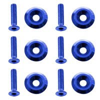 Trittbrett Befestigung Set Schrauben + Muttern + Teller eloxiert für Simson KR51 Schwalbe Blau
