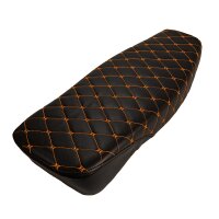 Premium Sitzbank schwarz + Nähte orange für Simson S51 S50 S70 C schwarz strukturiert gesteppter Bezug für Sitz, Sitzbank