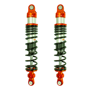 Premium Gasdruck Federbeine 380mm orange mit schwarzer Feder für Simson S51 S50 S70 Enduro Tuning Stoßdämpfer Federung hinten 38cm
