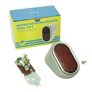 Rücklicht mit Gummi, Keder für Simson SR2, SR2 E, KR50 lackiert silber mit Fassung 8526.13/1