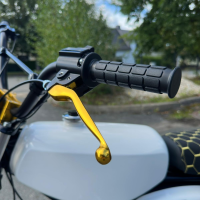 Griffe Gold für Simson S51 SR50 S50 S70 KR51/2 Schwalbe S53 SR80 Bremse Kupplung Hebel Alu massiv Vollmaterial Handhebel mit Nase Bremslicht Taster