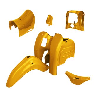 Karossserie komplett, Verkleidung saharabraun für Simson KR51 Schwalbe Panzer Knieblech Tunnel Karosserie gelb