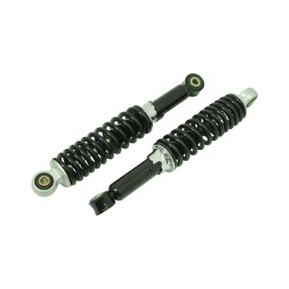 Tuning Stoßdämpfer Federbeine 320mm für Simson KR51 Schwalbe Star Sperber Habicht Duo Tieferlegung 20mm schwarz Chrom vorn hinten
