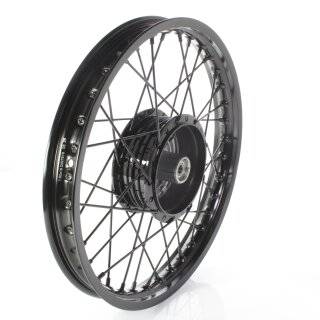 Felge schwarz 1,5x16, Ring Nabe Speichen schwarz für Simson S51 S50 S53 Spatz Star Star Sperber Habicht KR51 Schwalbe Duo XL Edelstahl